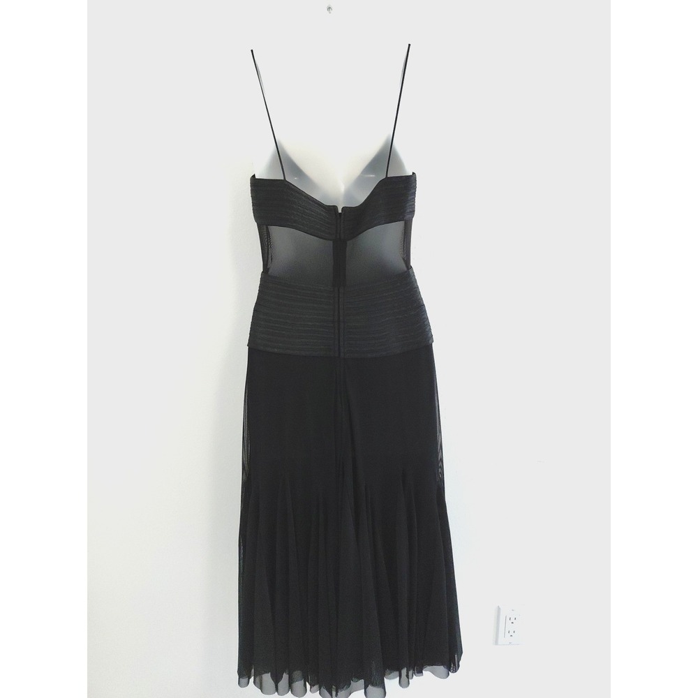 Evening Bandage‎ Corset Dress SMALL Black Mesh Flair Vampire Fairygoth VTG Sheer - Picture 7 of 16